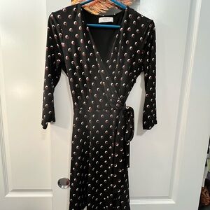 Bailey 44 Black and Pink Polka Dot Wrap Dress